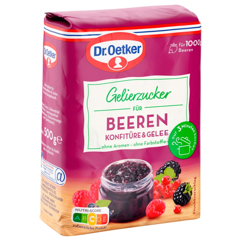 Dr. Oetker Gelierzucker für Beeren Konfitüre & Gelee 500g